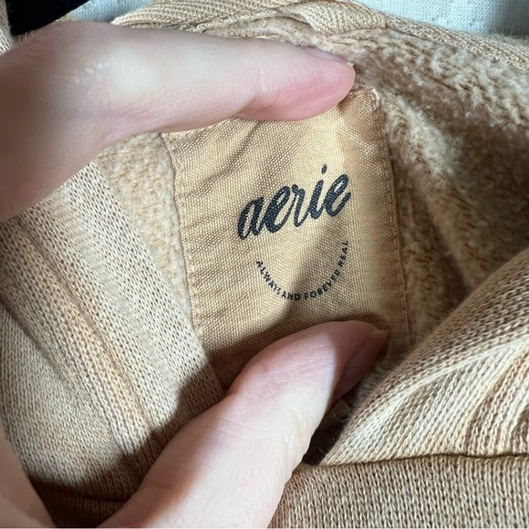 Aerie Tan Bow Embroidered Crop Hoodie - Picture 4 of 8